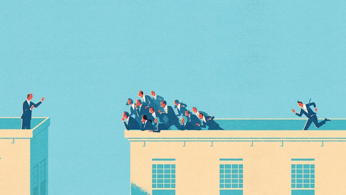 Cover Illustration of men in suits for Building B2B Brands