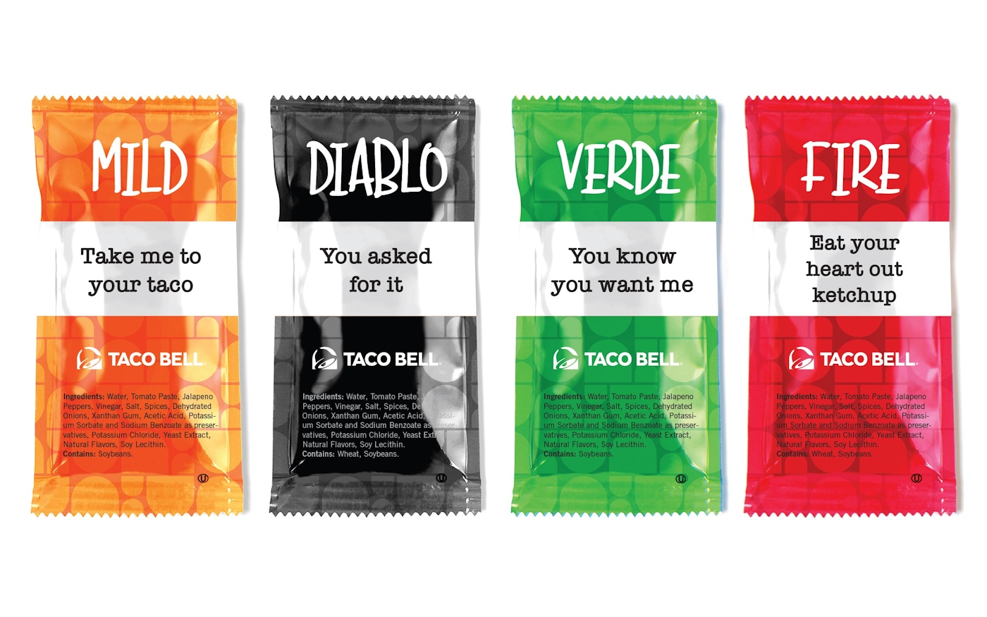 Taco Bell sauces with new branding