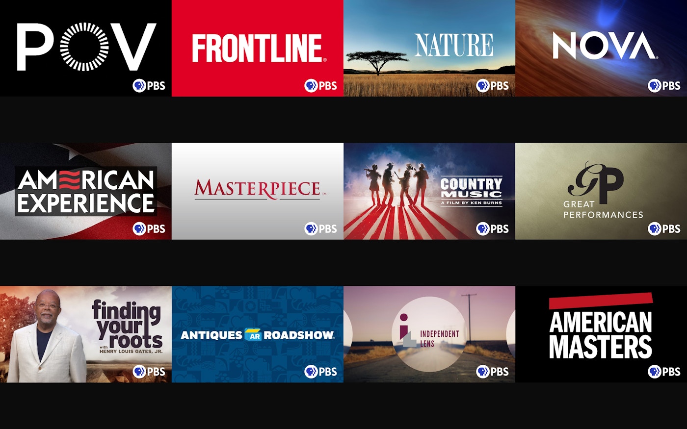 New PBS logo across diverse content