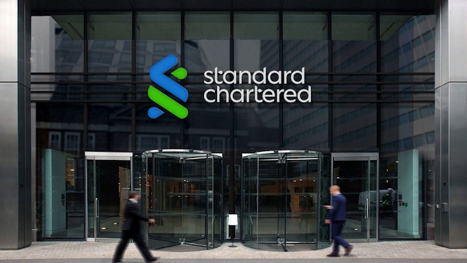 Full Standard Chartered logo on building