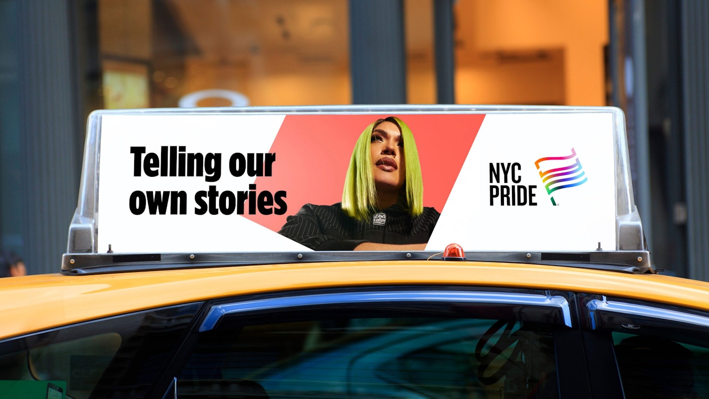 NYC Pride ad on New York City taxi