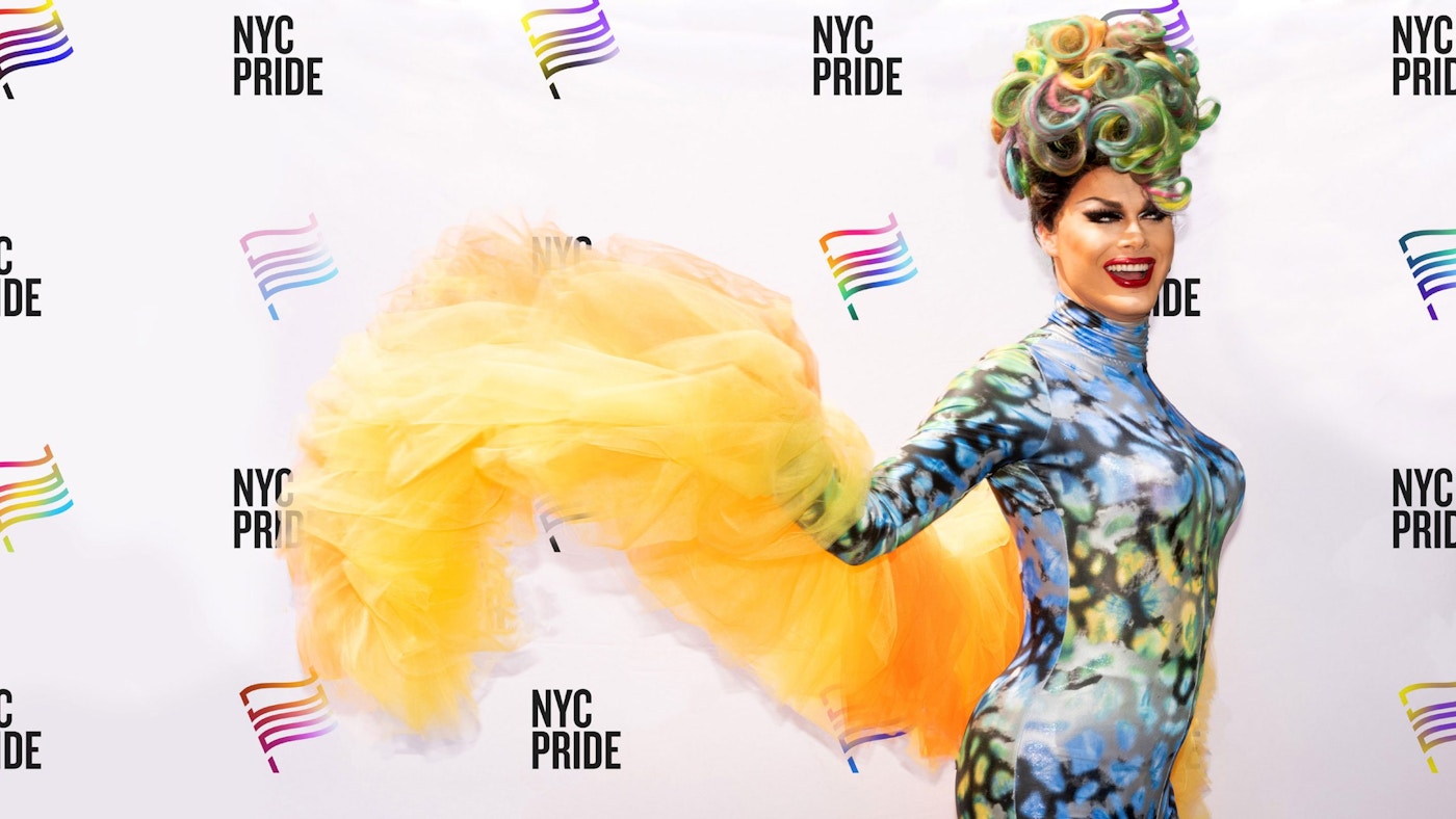 NYC Pride step and repeat with new logo